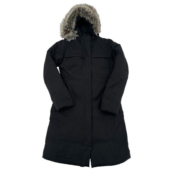 The North Face Arctic Parka Jacket Black Removable Faux Fur Hooded Women Sz XS - Picture 1 of 9